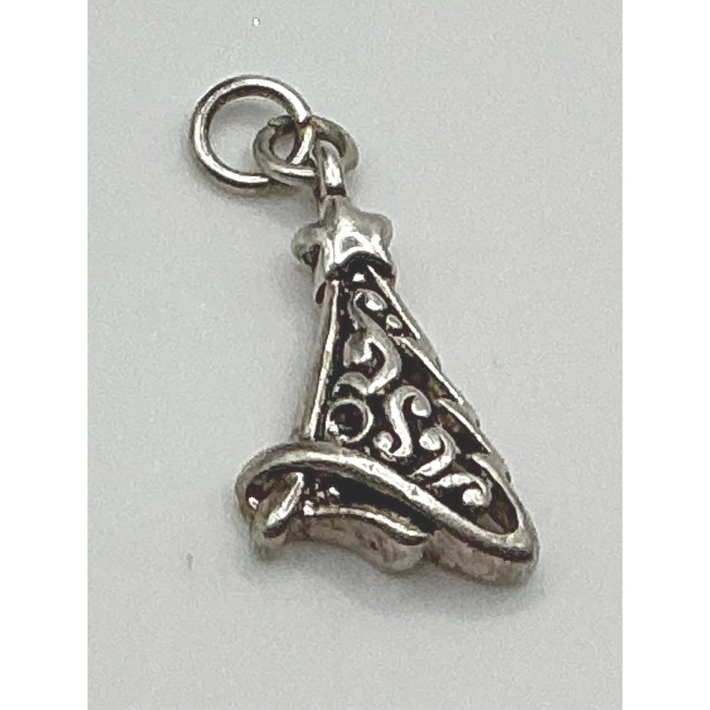 Silver‎ tone Modernist Filigree Christmas Tree Charm Pendant Necklace Jewelry